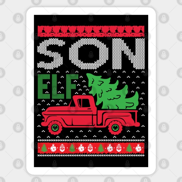 Son Elf ugly christmas sweater Sticker by MZeeDesigns